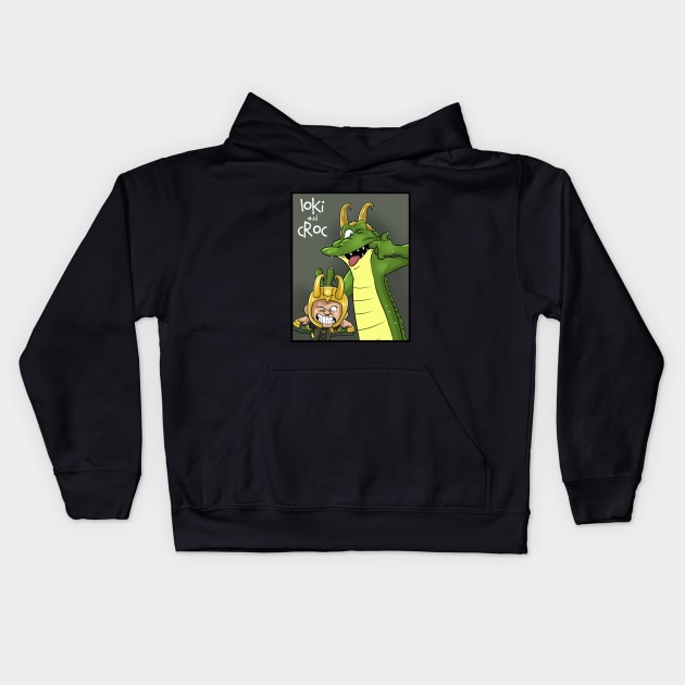 Loki and Croc Kids Hoodie by peekxel